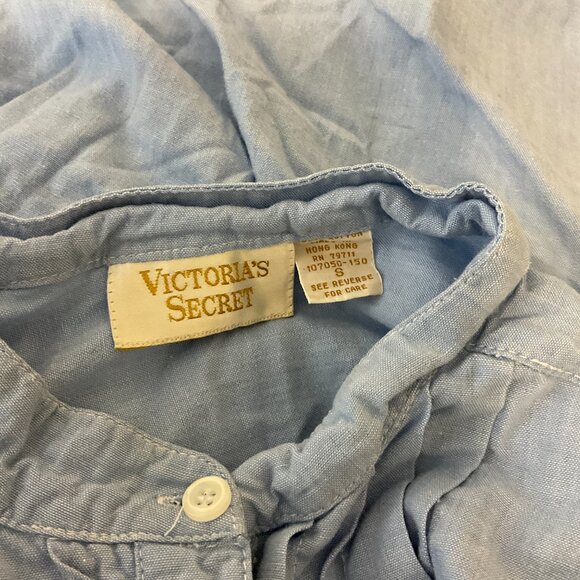 Victoria's Secret Vintage Night Shirt S Blue Chambray Boyfriend Shirt - Picture 12 of 12